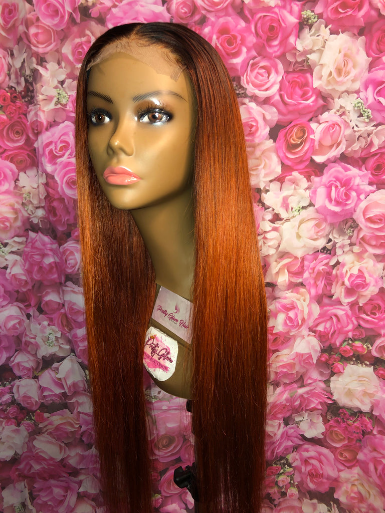 Pumpkin Spice Straight Lace Closure Human Hair Wig - Affordable Line