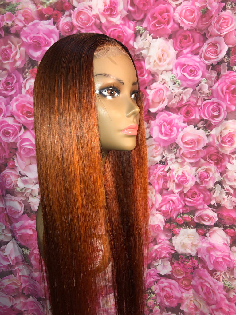 Pumpkin Spice Straight Lace Closure Human Hair Wig - Affordable Line