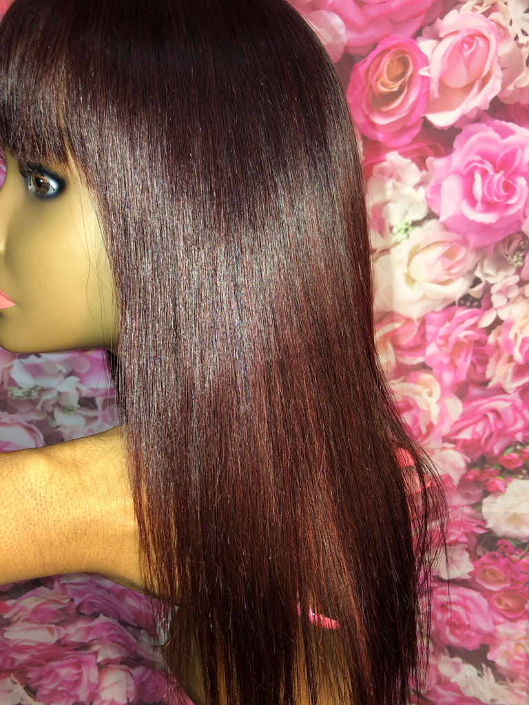 14” Straight Human Hair Lace Closure Wig w/ Bangs