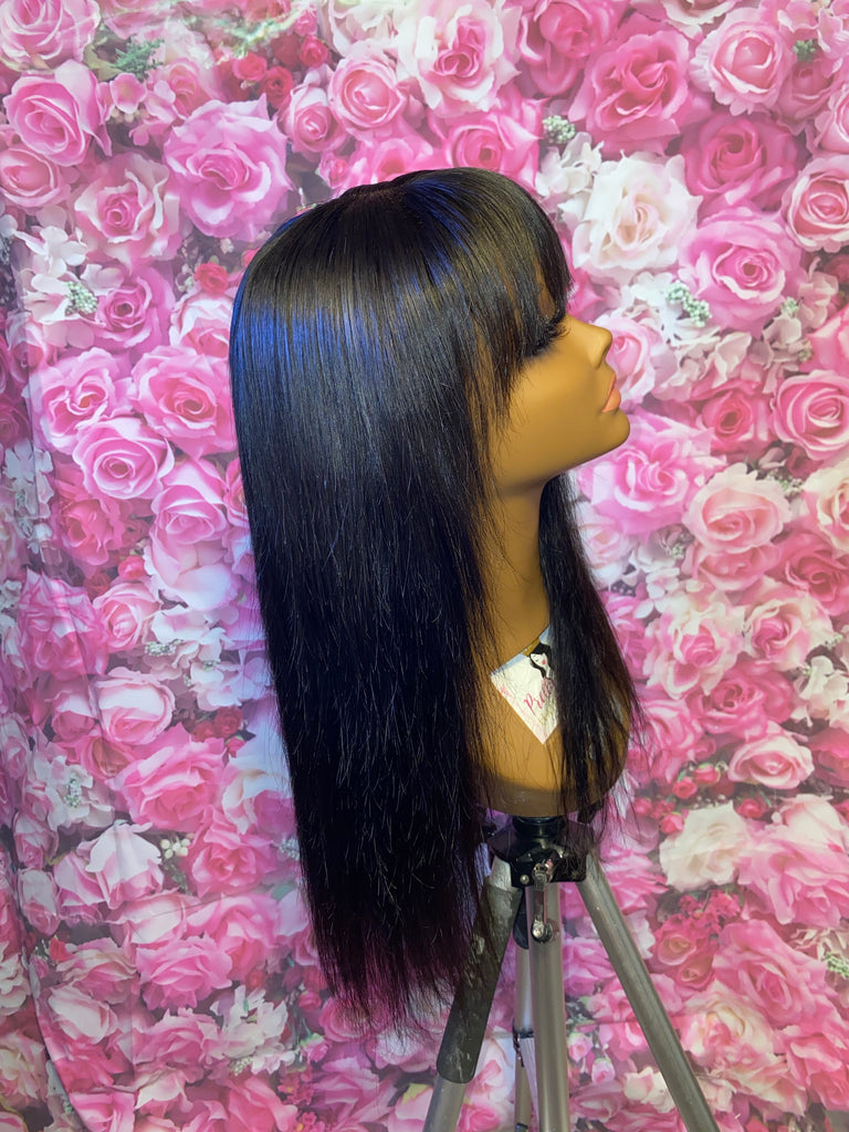 18” Body Wave Human Hair Lace Closure Unit w/ Bangs