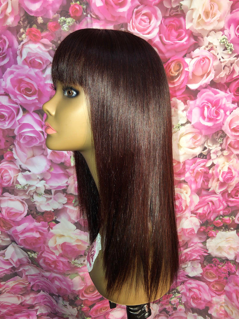 14” Straight Human Hair Lace Closure Wig w/ Bangs